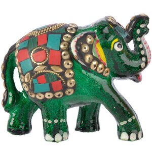 Керамическая статуэтка Слон Индийский 10 см зеленый Kaemingk фото 1