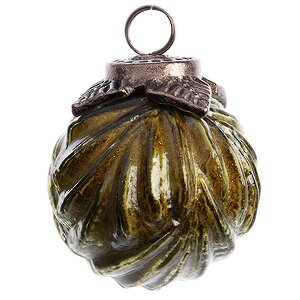 Винтажный шар Резной Орех 10 см оливковый, стекло Kaemingk фото 1