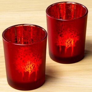 Подсвечник стакан Волшебный лес 6*7 см, 2 шт, красный Kaemingk фото 1