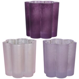 Стеклянный подсвечник для маленькой свечи Нежная Фиалка 6 см пурпурный шелк Kaemingk фото 5