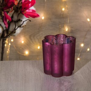Стеклянный подсвечник для маленькой свечи Нежная Фиалка 6 см пурпурный шелк Kaemingk фото 2