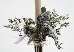 Украшение для свечи Венок с белой пуансеттией, 12 см Kaemingk фото 1