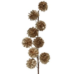 Декоративная ветка с шишками Лессин 60 см золотая