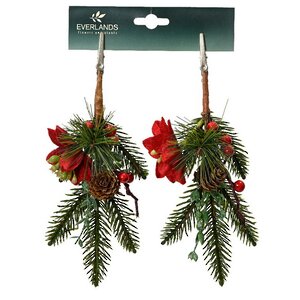 Хвойная ветка Red Romano 23 см с ягодами и шишками, 2 шт, ЛИТАЯ + ЛЕСКА Kaemingk фото 8