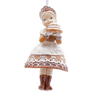 Елочная игрушка Имбирная миссис Клаус с пирожком 13 см, подвеска EDG фото 1