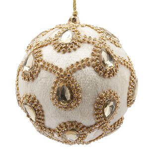 Винтажный елочный шар Regio Pana 10 см бежевый EDG фото 5