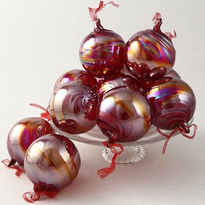 Набор стеклянных шаров Borsellino 9 см бургунди, 12 шт EDG фото 1