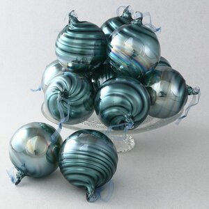 Набор стеклянных шаров Borsellino 9 см голубой, 12 шт EDG фото 1