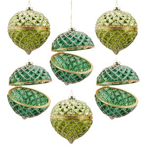 Набор стеклянных шаров Шкатулка Гранде Мириама 10 см, 6 шт, зеленый EDG фото 1