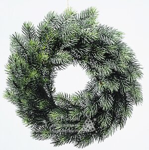 Венок Рождественский зеленый 25 см, ЛИТАЯ 100% Kaemingk фото 1