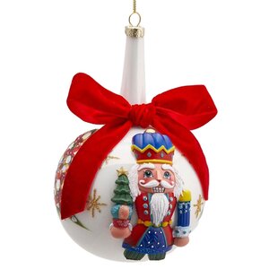 Стеклянный елочный шар Cascanueces - Christmas Infante 10 см белый EDG фото 1