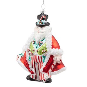 Стеклянная елочная игрушка Санта Клаус - Гость со Сладостями 14 см, подвеска EDG фото 1