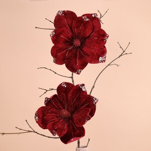 Искусственный цветок Магнолия Marsala Velvet 25 см, клипса Kaemingk фото 4