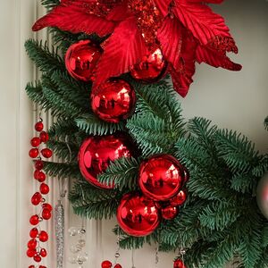 Пуансеттия Bienne Rosso 28 см, клипса Christmas Deluxe фото 5