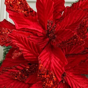 Пуансеттия Bienne Rosso 28 см, клипса Christmas Deluxe фото 4