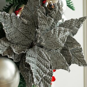 Пуансеттия Серебряная Принцесса 20 см, клипса Edelman фото 5