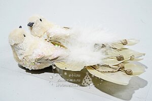 Украшение "Райские птички", кремовые, 16 см, 2 шт, клипса Kaemingk фото 1
