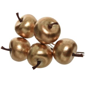 Декоративные яблоки Arctic на проволоке 3 см, 6 шт, золотой металлик Kaemingk фото 1