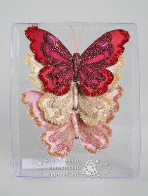 Елочное украшение "Бабочка Альпийская", 11*9 см, 3 шт, клипса Kaemingk фото 1