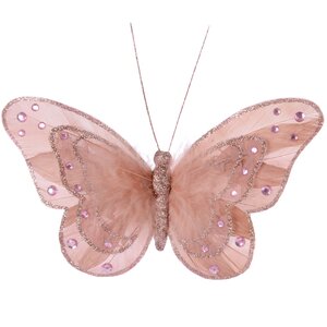 Елочная игрушка Бабочка Мишель 22 см розовая, клипса Kaemingk фото 1