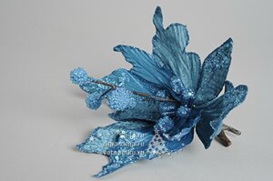 Пуансеттия бархатная синяя, 20см Kaemingk фото 1