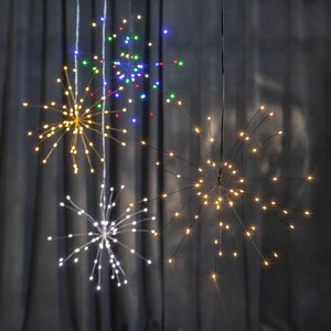 Светодиодное украшение Firework 26 см, 60 теплых белых LED ламп, на батарейках, черная проволока, IP20 Star Trading фото 4
