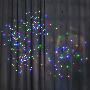 Светодиодное украшение Firework Multi 26 см, 60 разноцветных LED ламп, на батарейках, черная проволока, IP20 Star Trading фото 1