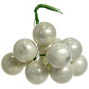 Гроздь стеклянных шаров на проволоке 2.5 см белый глянцевый, 12 шт Kaemingk фото 1