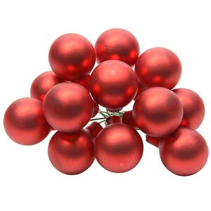 Гроздь стеклянных шаров на проволоке 2.5 см красный матовый, 12 шт
