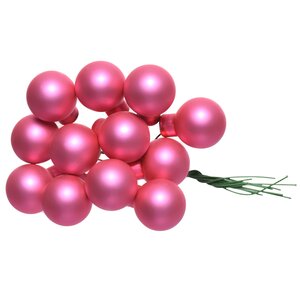 Гроздь стеклянных шаров на проволоке 2 см розовая азалия матовый, 12 шт Kaemingk фото 1