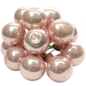 Гроздь стеклянных шаров на проволоке 2.5 см нежно-розовый глянцевый, 12 шт