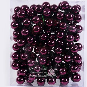 Гроздь стеклянных шаров на проволоке 2.5 см темно-фиолетовый глянцевый, 12 шт Kaemingk фото 1