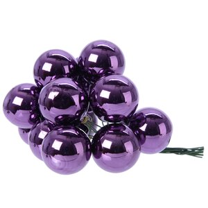 Гроздь стеклянных шаров на проволоке 2.5 см пурпурный шелк глянцевый, 12 шт Kaemingk фото 1