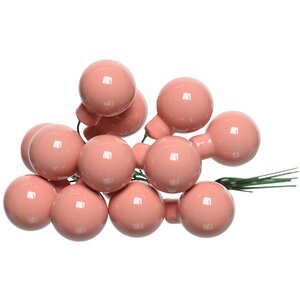 Гроздь стеклянных шаров на проволоке 2.5 см жемчужно-розовый - эмаль, 12 шт Kaemingk фото 1