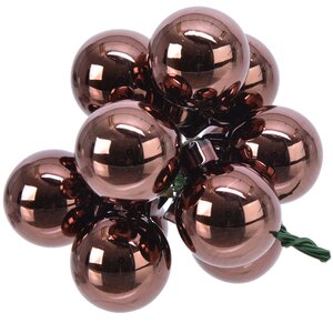 Гроздь стеклянных шаров на проволоке 2.5 см темный шоколад глянцевый, 12 шт Kaemingk фото 1