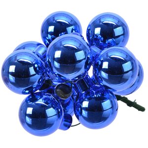 Гроздь стеклянных шаров на проволоке 2.5 см синий королевский глянцевый, 12 шт