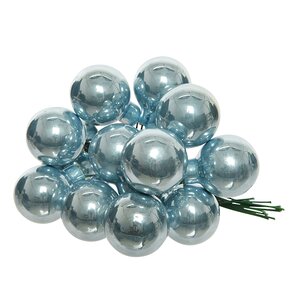 Гроздь стеклянных шаров на проволоке 2.5 см misty blue глянцевый, 12 шт Kaemingk фото 1