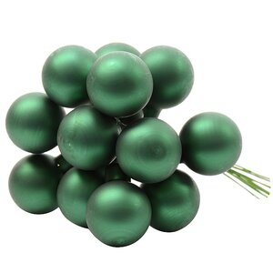 Гроздь стеклянных шаров на проволоке 2.5 см зеленый матовый, 12 шт Kaemingk фото 1