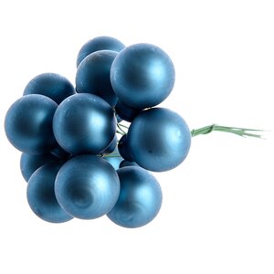 Гроздь стеклянных шаров на проволоке 2.5 см лазурный синий матовый, 12 шт Kaemingk фото 1