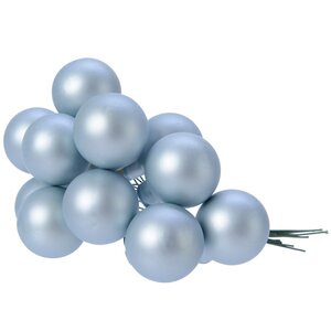 Гроздь стеклянных шаров на проволоке 2.5 см небесно-голубой матовый, 12 шт Kaemingk фото 1