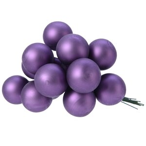 Гроздь стеклянных шаров на проволоке 2.5 см пурпурный шелк матовый, 12 шт Kaemingk фото 1