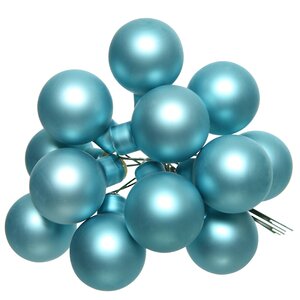 Гроздь стеклянных шаров на проволоке 2.5 см арктический голубой матовый, 12 шт Kaemingk фото 1