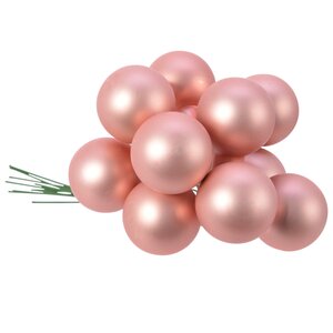 Гроздь стеклянных шаров на проволоке 2.5 см жемчужно-розовый матовый, 12 шт Kaemingk фото 1