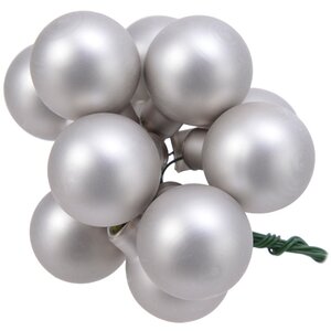 Гроздь стеклянных шаров на проволоке 2.5 см туманное серебро матовый, 12 шт Kaemingk фото 1