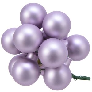 Гроздь стеклянных шаров на проволоке 2.5 см светло-сиреневый матовый, 12 шт Kaemingk фото 1