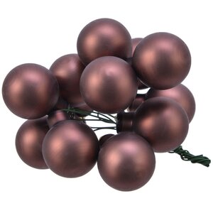 Гроздь стеклянных шаров на проволоке 2.5 см темный шоколад матовый, 12 шт Kaemingk фото 1