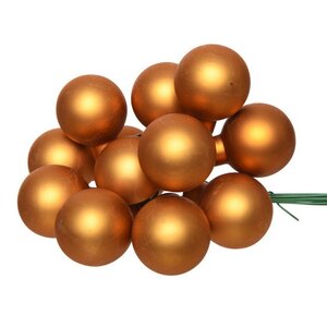 Гроздь стеклянных шаров на проволоке 2.5 см янтарный матовый, 12 шт Kaemingk фото 1