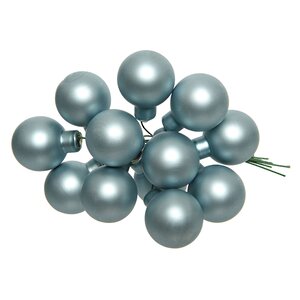 Гроздь стеклянных шаров на проволоке 2.5 см misty blue матовый, 12 шт Kaemingk фото 1
