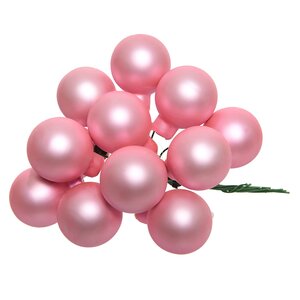Гроздь стеклянных шаров на проволоке 2.5 см розовое конфетти матовый, 12 шт Kaemingk фото 1