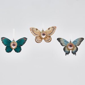 Набор елочных игрушек Бабочки Эйлиан - Краски Корсики 7 см, 3 шт, подвеска